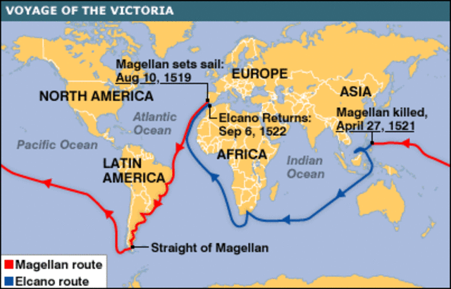 Magellan starts his "around the world" trip