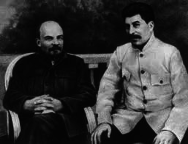 Lenin dies and Stalin bcomes leader of Russia