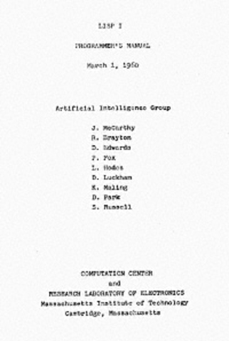 LISP: First Computer Language for Artifical Intelligence Programs