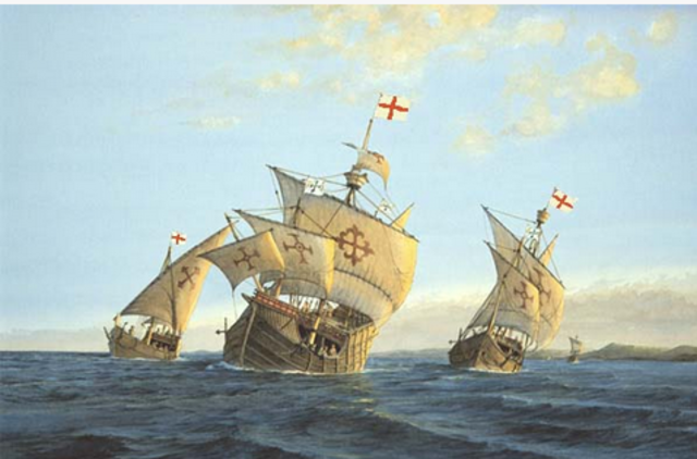 Christopher Columbus lands on "new world"