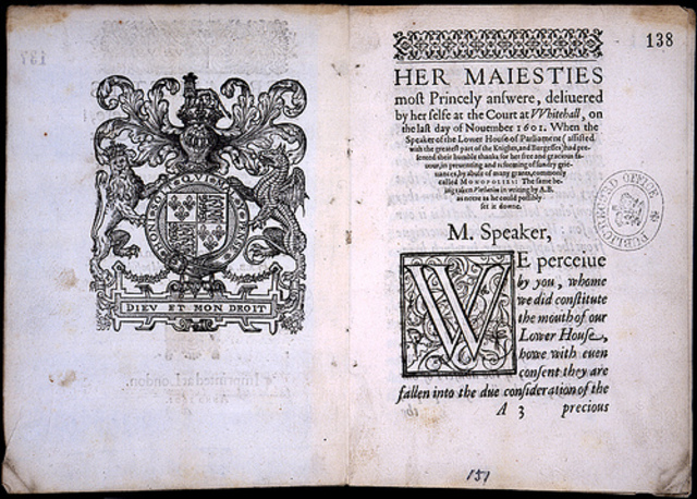 Queen Elizabeth I's Golden Speech.