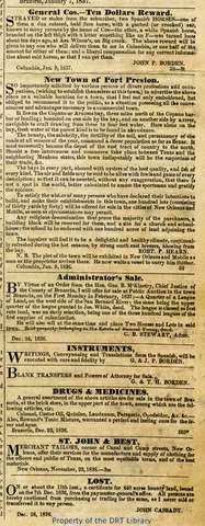 Texas's first newspaper is published.