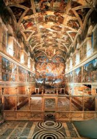 Michelangelo Begins painting sistine Chapel