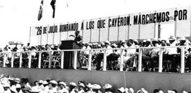 En el acto Central por el XXII Aniversario del Ataque al Cuartel Moncada. Villa Clara.