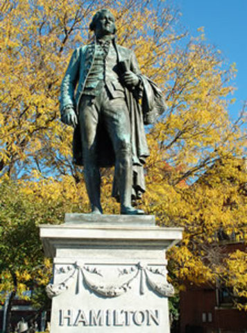 Hamilton begins to advocate for the establishment of industry in the U.S. after visiting Paterson, NJ