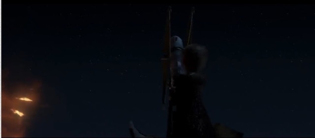 Hiccup shoots a night fury dragon