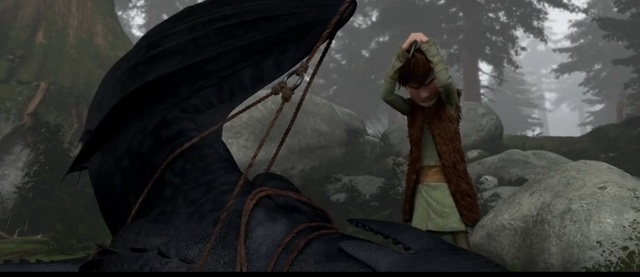 Hiccup realizes he can't kill dragons and sets it free instead