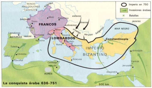 Los árabes conquistan territorios Bizantinos
