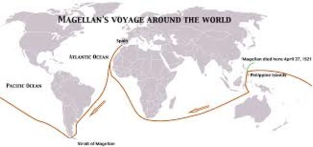 Magellan starts his "around the world" trip