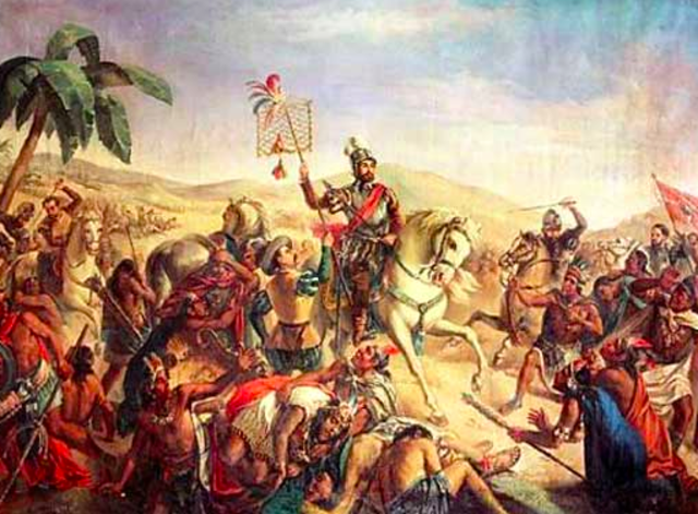 Cortes conquers Atzec Empire