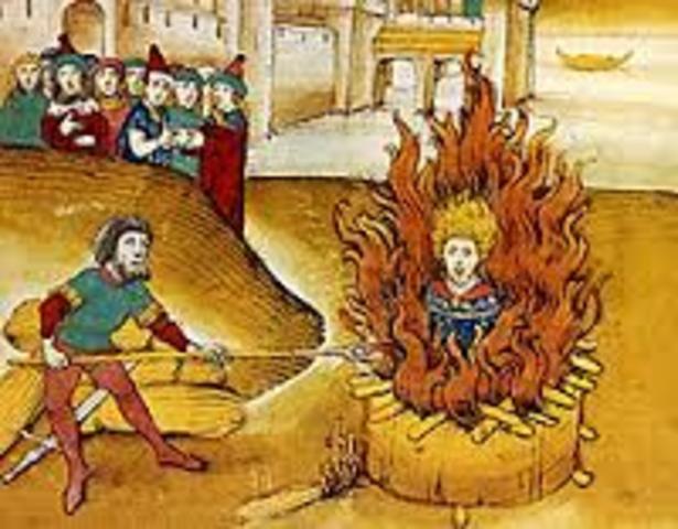 Jan Huss burned at the stake