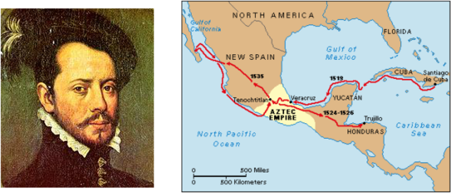 Cortes invades Mexico