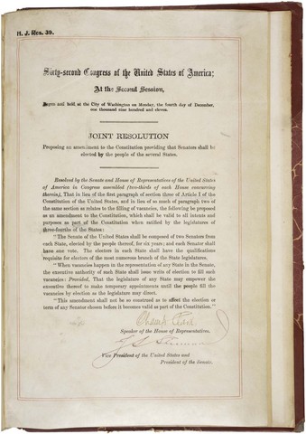 The 17th Amendment was Ratified