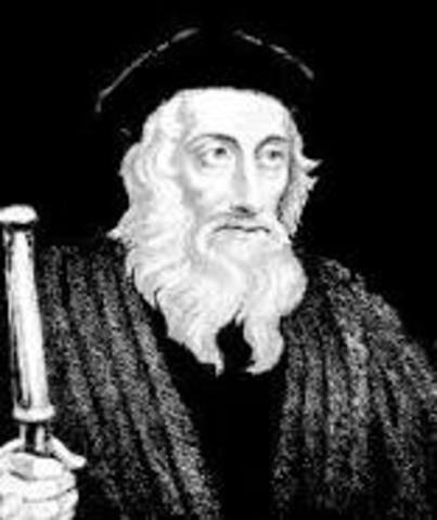 John Wycliffe was burned at the stake for being a heretic