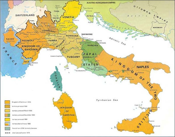 Europe: Italy: Annexation of Tuscany, Perma and Modena to Piedmont Sardina