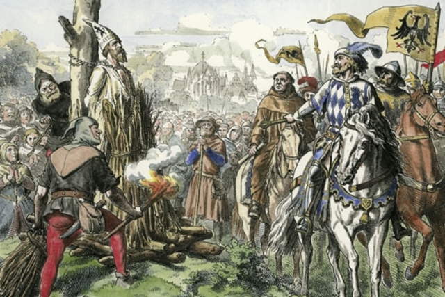 Jan Huss was burned at the stake for being heretic.