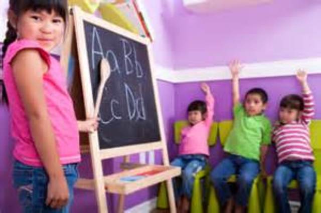 Playing school with my brother