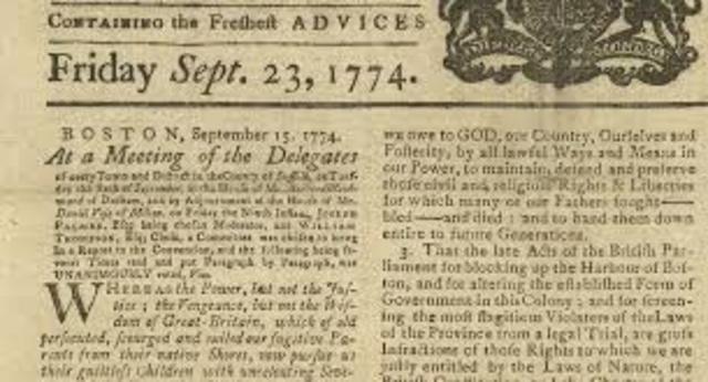 Coersion Acts passed by Britsih Parliament AKA Intolerable Acts