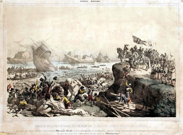 Hernando Cortez and his forces overthrew the Aztec Empire