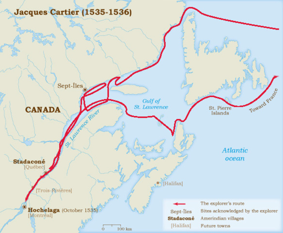 Jacques Cartier explored the St. Lawrence River to Montreal for France