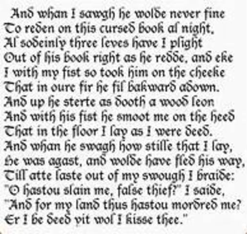 Approximate date of the earliest surviving texts in Middle English.