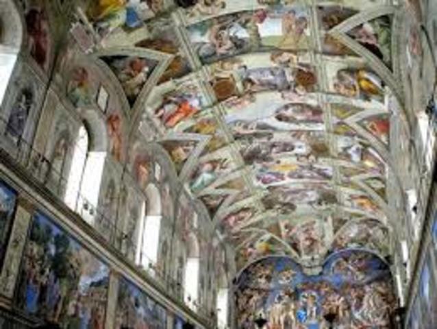 Michelangelo begins painting Sistene Chapel