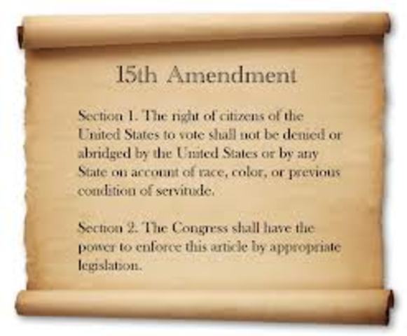 15th Amendment, black males get right to vote
