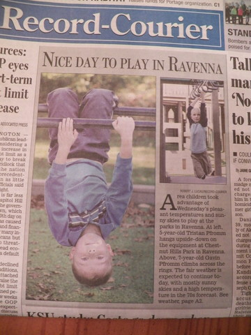 On the front page of the newspaper