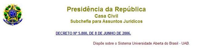 Decreto 5.800 Surgimento da UAB