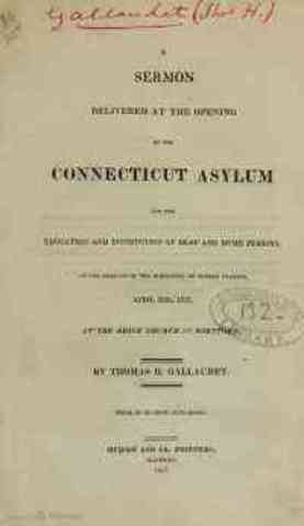 Connecticut Asylum for the Education of Deaf and Dumb Persons Opened