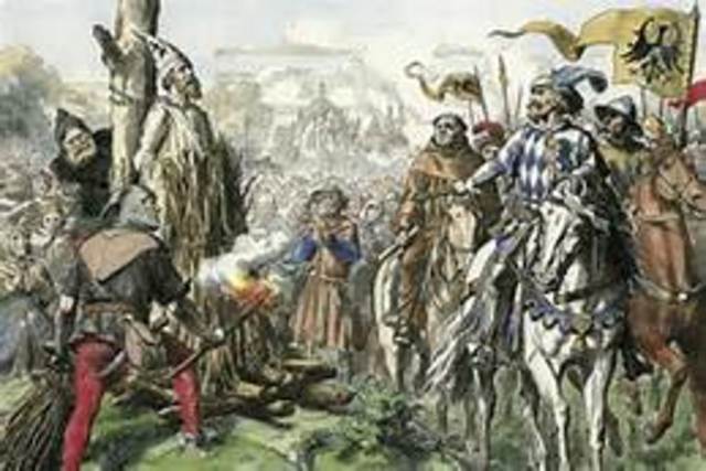 John Huss was burned at the stake for being a dissenter of the Catholic Church