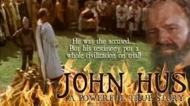 John Huss was burned at the stake for being a dissenter of the catholic church