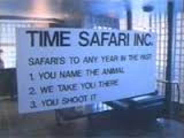 Eckels sees the Time Safari, Inc. Sign