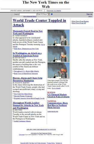 Trade Towers destruction (New York Times)