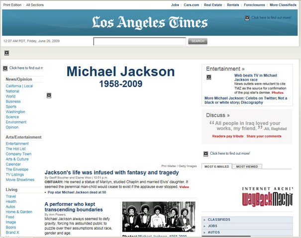 Michael Jackson's death (LA Times)