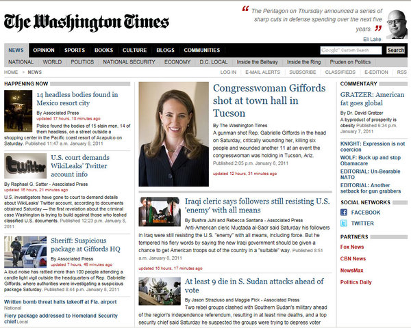 Gabrielle Giffords shooting (Washington Times)