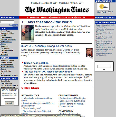 Twin Towers destruction (Washington Times)