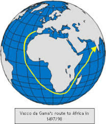 Vasco da Gama finds water route around the tip of Africa