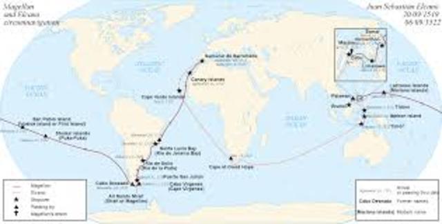 Magellan circumnavigates the globe