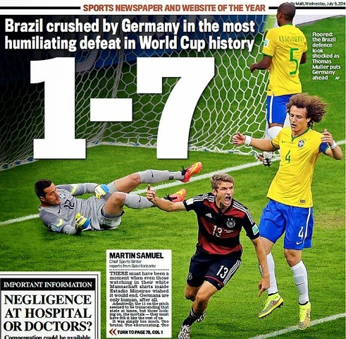 Alemanha 7-1 no Brasil na semifinal da Copa do Mundo da FIFA