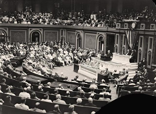 Wilson delivers war address to Congress