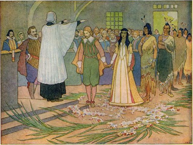 Pocahontas and her family travel to England