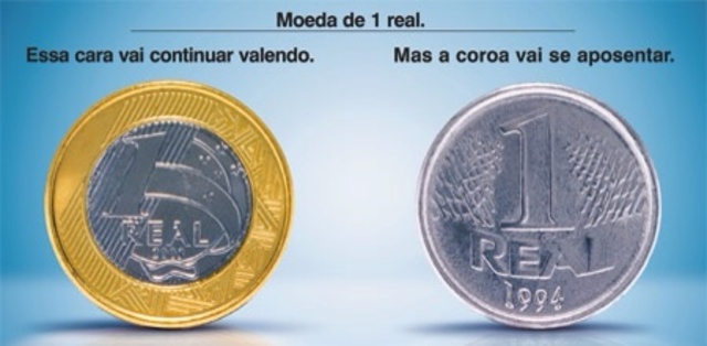 A troca de moedas de 1 real