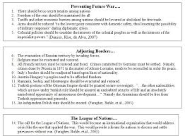 Woodrow Wilson Fourteen Points Peace Plan