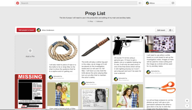 Props and Equipment List