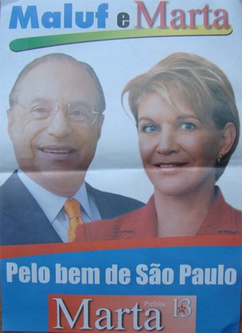 Paulo Maluf (PP) apóia Marta Suplicy (PT)