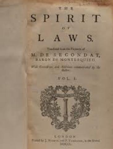 Montesquieu publishes book, On the Spirit of Laws 