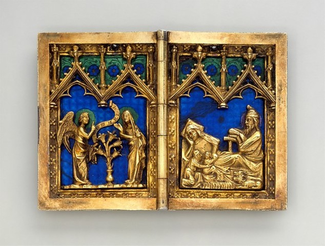 Diptych with Scenes of the Annunciation, Nativity, Crucifixion, and Resurrection