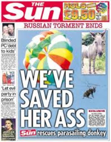 The Sun's Russian donkey front page