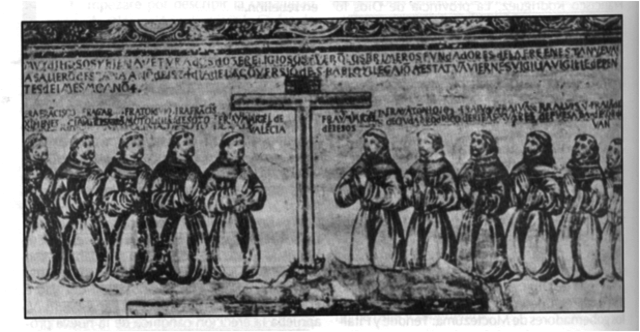 Llegada de 12 frailes franciscanos.